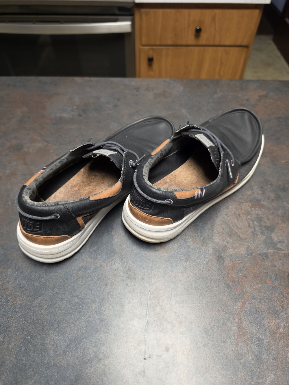 Men's Hey Dude Welsh Grip Heathered Mesh Black Boat Shoes - Picture 3 of 11